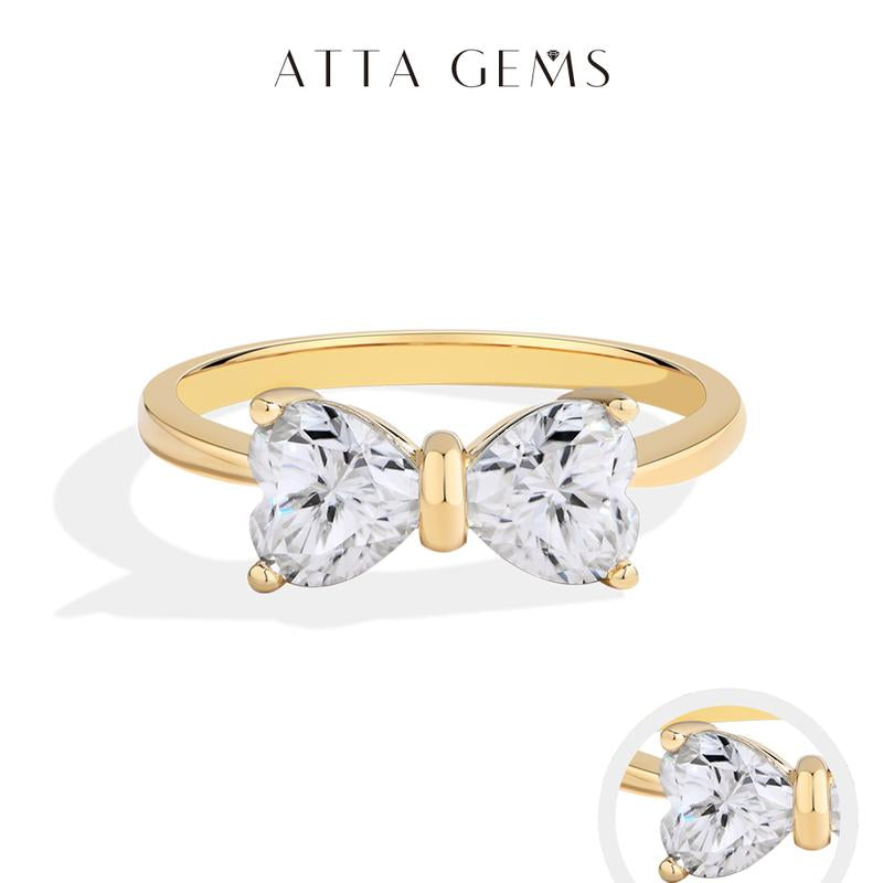 ATTA GEMS Classic D VVS1 Color Heart Cut 1.6CT Synthetic Moissanite Ring for Women Adult 925 Sterling Silver Rings Engagement Wedding Jewelry Gift R265