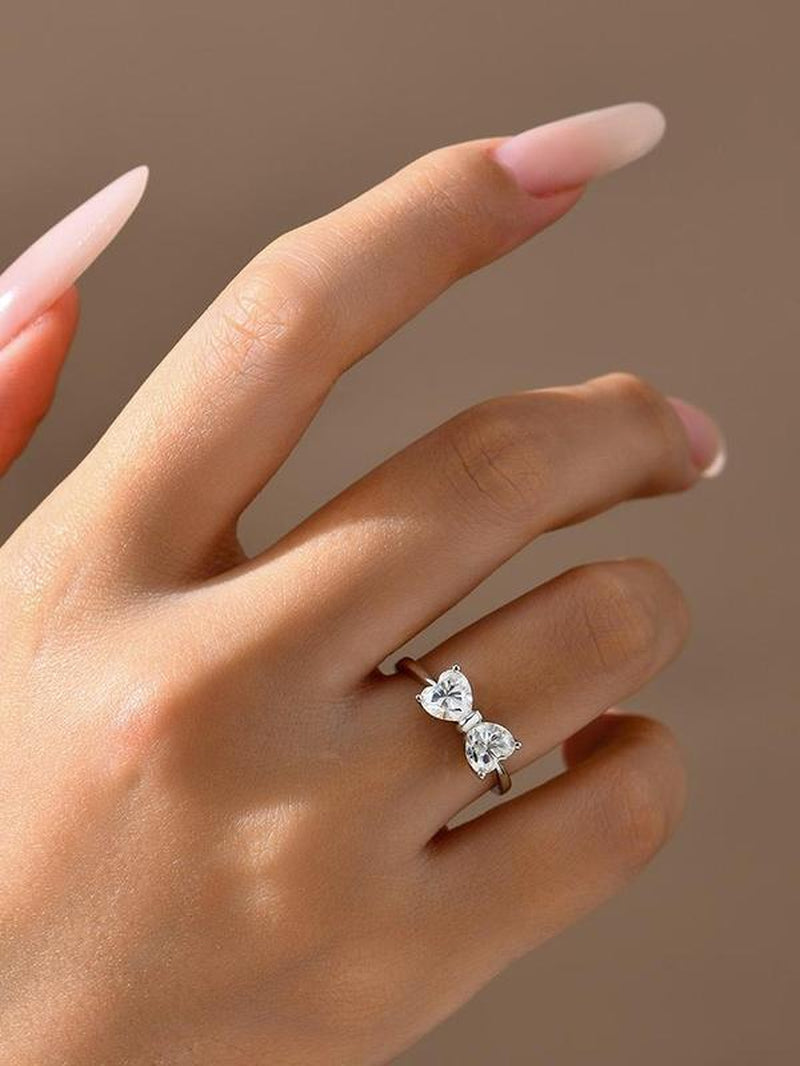 ATTA GEMS Classic D VVS1 Color Heart Cut 1.6CT Synthetic Moissanite Ring for Women Adult 925 Sterling Silver Rings Engagement Wedding Jewelry Gift R265