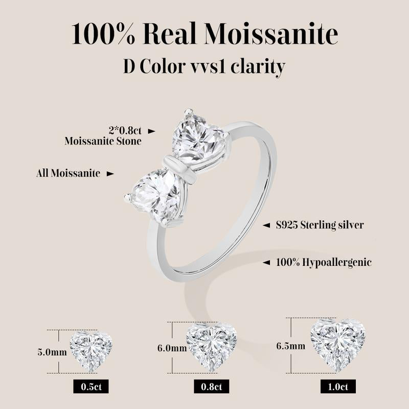 ATTA GEMS Classic D VVS1 Color Heart Cut 1.6CT Synthetic Moissanite Ring for Women Adult 925 Sterling Silver Rings Engagement Wedding Jewelry Gift R265
