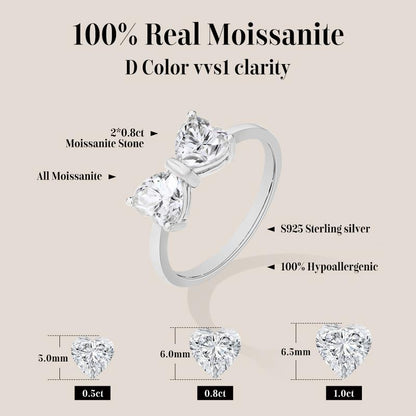 ATTA GEMS Classic D VVS1 Color Heart Cut 1.6CT Synthetic Moissanite Ring for Women Adult 925 Sterling Silver Rings Engagement Wedding Jewelry Gift R265
