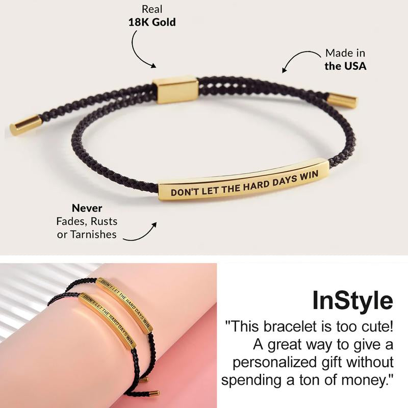 Don'T Let the Hard Days Win Inspire You Bracelet for Women and Men - Hand-Woven Adjustable Stainless Steel Bracelet, Motivational Gift Bracelet for Best Friend Inspirational Gifts
