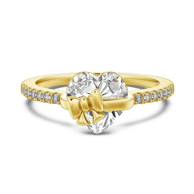 Gold Bow S925 Heart Ring