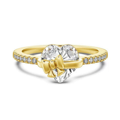 Gold Bow S925 Heart Ring