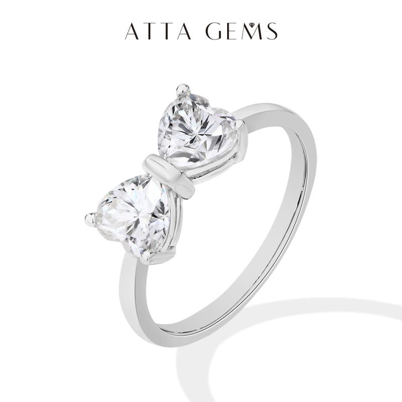 ATTA GEMS Classic D VVS1 Color Heart Cut 1.6CT Synthetic Moissanite Ring for Women Adult 925 Sterling Silver Rings Engagement Wedding Jewelry Gift R265