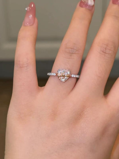 Gold Bow S925 Heart Ring