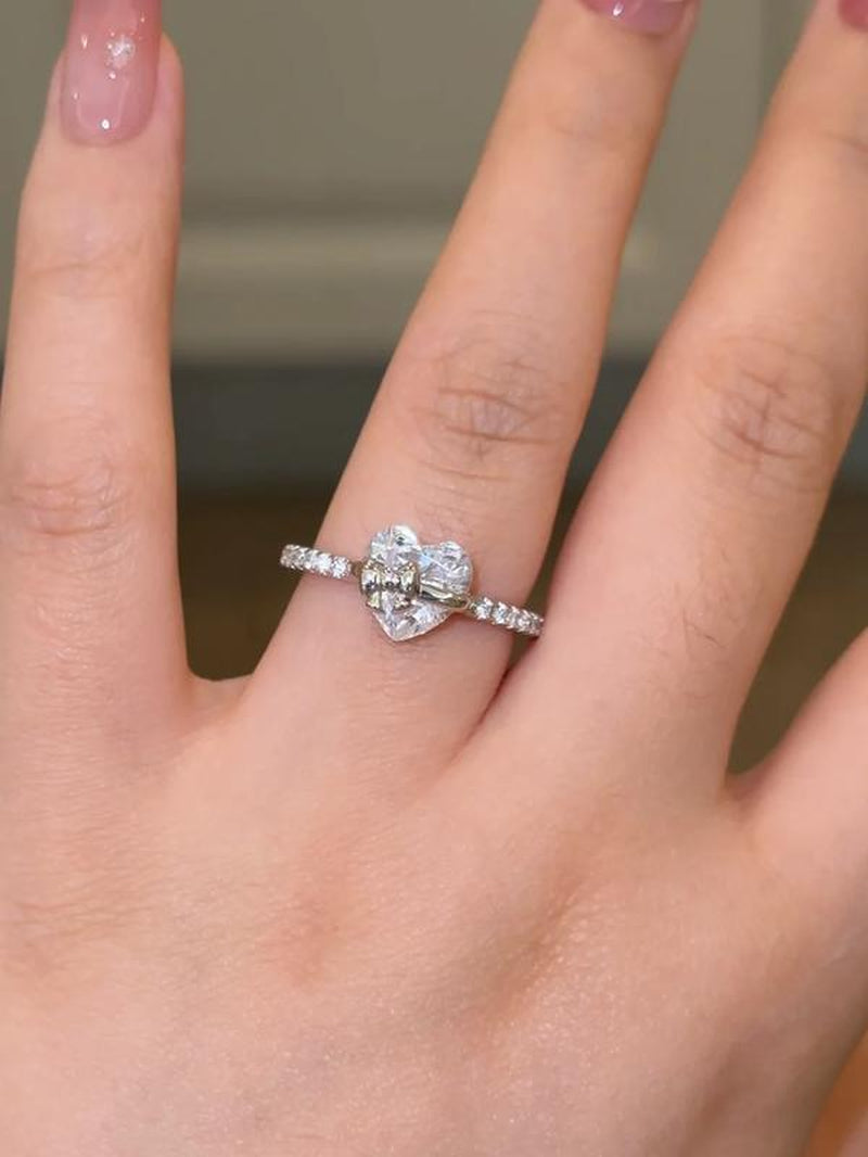 Gold Bow S925 Heart Ring