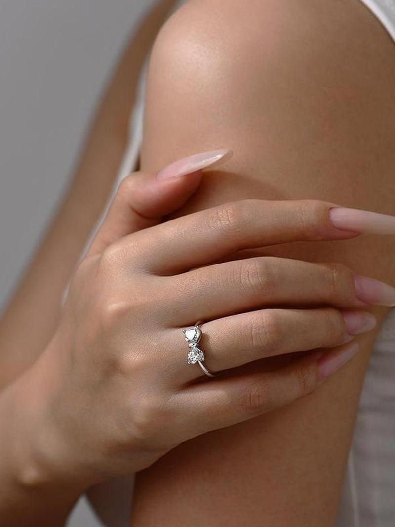 ATTA GEMS Classic D VVS1 Color Heart Cut 1.6CT Synthetic Moissanite Ring for Women Adult 925 Sterling Silver Rings Engagement Wedding Jewelry Gift R265