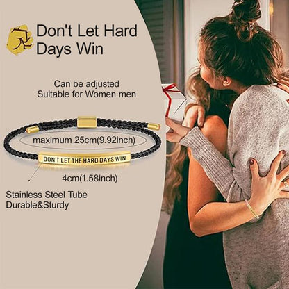 Don'T Let the Hard Days Win Inspire You Bracelet for Women and Men - Hand-Woven Adjustable Stainless Steel Bracelet, Motivational Gift Bracelet for Best Friend Inspirational Gifts