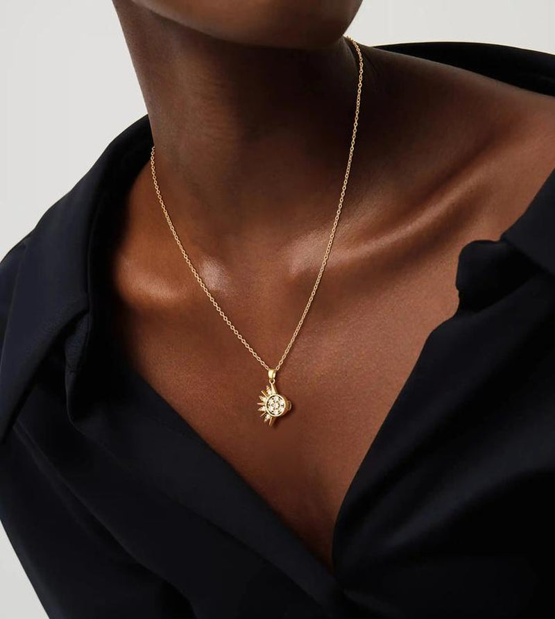 FOXGIRL Sun and Moon Magnetic Pendant Necklace for Women, Nickel-Free Copper, Lightweight & Comfortable, Elegant Jewelry Gift for Party, Love & Back to School