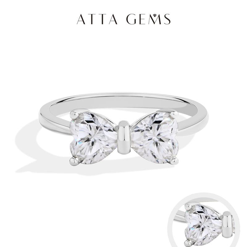 ATTA GEMS Classic D VVS1 Color Heart Cut 1.6CT Synthetic Moissanite Ring for Women Adult 925 Sterling Silver Rings Engagement Wedding Jewelry Gift R265