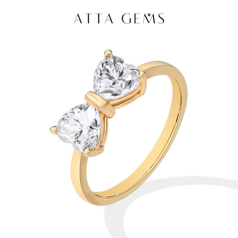 ATTA GEMS Classic D VVS1 Color Heart Cut 1.6CT Synthetic Moissanite Ring for Women Adult 925 Sterling Silver Rings Engagement Wedding Jewelry Gift R265